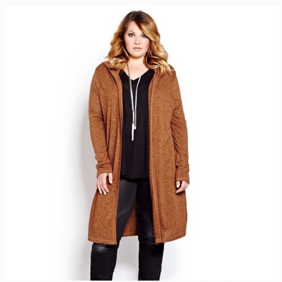 Michel Studio Sweaters - Michel Studio Hoodie Cardigan Rich Brown 2X